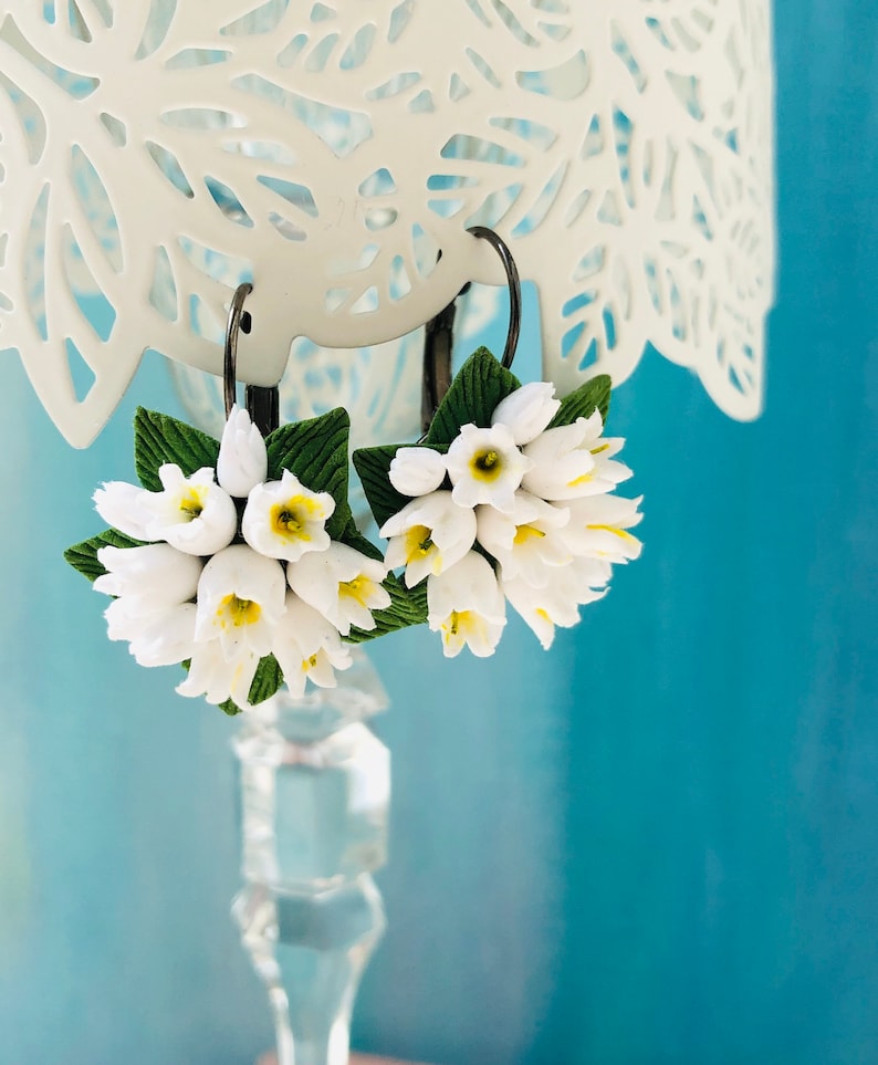 Wedding Earrings Flower Floral Earrings Bridal Earrings Miniature Flowers Flower Earrings Lily Of The Valley Earrings Bridesmaids Gifts