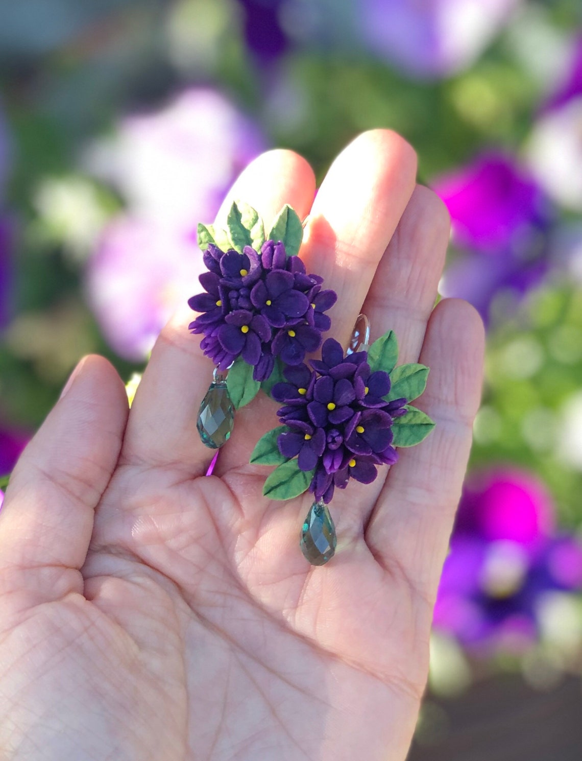 Lilac Earrings Lilac Flower Earrings Floral Earrings Bridal Etsy