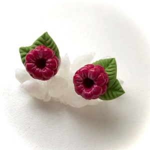 Berry Earrings, Raspberry Studs Earrings, Miniature Floral Earrings, Small Berry Stud Earring, Earrings With Berries, Studs With Raspberries