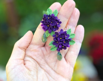 Lilac Earrings, Lilac Flower Earrings, Floral Earrings Bridal Earrings, Bridesmaids Gifts, Miniature Flower Earrings, Small Flower Earrings