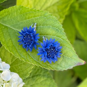 Cornflower Earrings, Flower Earrings, Blue Floral Earrings, Floral Jewelry, Bridesmaids Gifts, Miniature Flower Earrings, Small Flower image 4