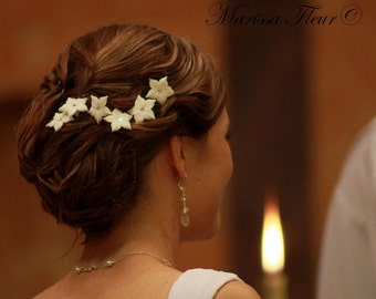 Bridal Hair Pins - Set Of 6 Stephanotis Hair Pins With Swarovski Crystals, Bridal Flower Hair Pins, Flower Girl Hair Pins, Wedding Hair Pins