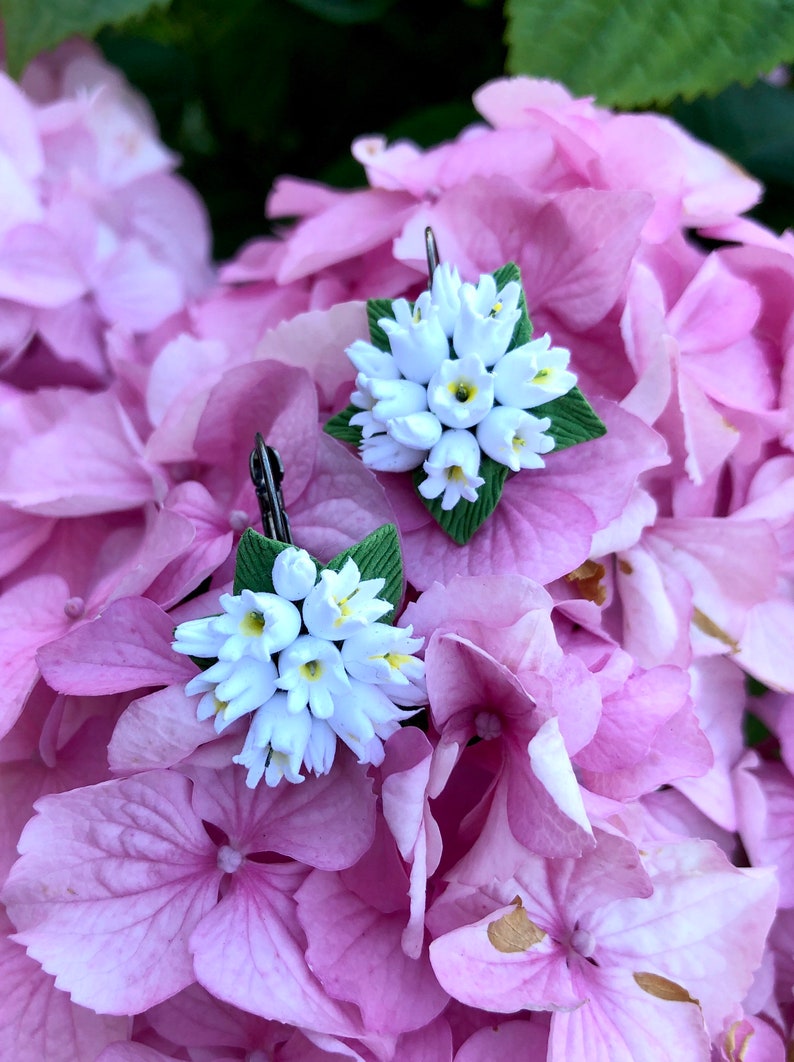 Wedding Earrings Flower Floral Earrings Bridal Earrings Miniature Flowers Flower Earrings Lily Of The Valley Earrings Bridesmaids Gifts