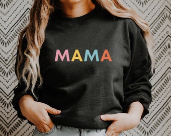 Mama Sweatshirt, New Mom Gift, New Mama Crewneck, Pregnancy Announcement, Rainbow Mama Jumper, Mom Shirt, Trendy Mom Sweatshirt, Mama Gifts