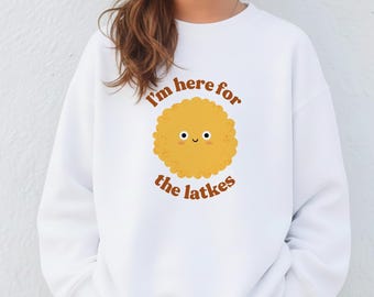 Hanukkah Kids Sweater, Hanukkah Youth Sweatshirt, I'm Here for the Latkes, Teen Hanukkah Sweater, Jewish Holiday Funny Chanukah Sweatshirts