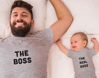 The Boss The Real Boss Father and Son Matching Shirts, Daddy and Daughter Tee, Dad and Baby Matching Shirts, New Dad Gift, Father's Day Gift