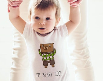 I'm Beary Cool Onesie® Newborn Boy Coming Home Outfit Cute Onesie® Baby Boy Clothes Summer Baby Clothes Expecting Mom Gift Baby Bear Romper