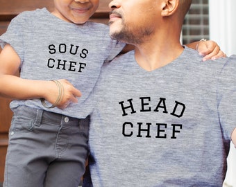 Head Chef Sous Chef Matching Tees, Chef Dad Gift Foodie Father's Day Tees Father Son Matching Shirts Dad and Daughter Shirts New Dad Gift