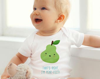 Newborn Coming Home Outfit, Pear Onesie®, Newborn Boy Photo Outfit, Cute Pun Onesie®, Funny Baby Shower Gift, Funny Baby Onesie®, One Piece