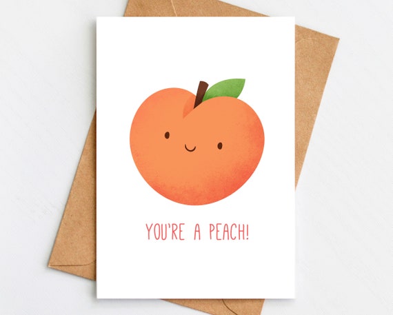 Peach Valentines Day Card Birthday Card Love Card Etsy Peach Valentines Day Card Birthday Card Love Card Etsy