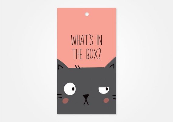 Curious Cat Gift Tag Funny Gift Tags Holiday Gift Tags Xmas Etsy
