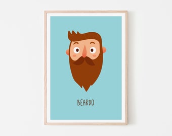 Funny Boyfriend Gift,  Valentines Gift, Anniversary Gift for Boyfriend, Hipster Gift, Husband Gift, Beard Poster, Gift for Him, Beard Gifts