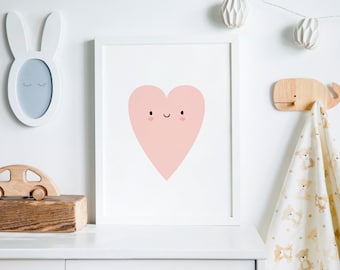 Love Heart Print, Pink Nursery Decor,  Pink Nursery Art, Pink Nursery Print, Pink Nursery Wall Art, Baby Shower Gift, Girls Room Decor,