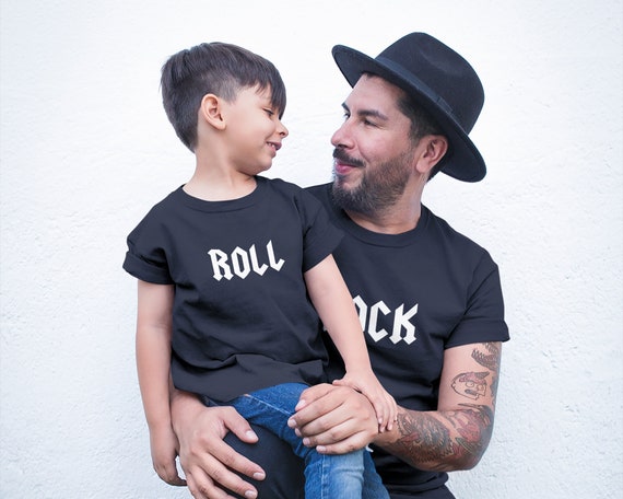 Camisas a juego de padre e hijo de rock and roll camisetas de papa e hija
