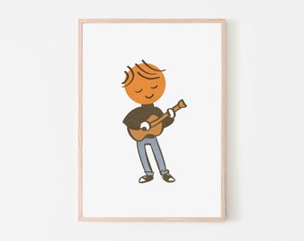 Guitar Art Print, Guitar Poster, Music Print, Music Gift, Gift for Musician, Illustration Print, Music Art, Gift for Him, Musician Gift