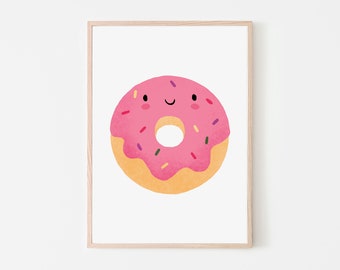 Donut Print, Donut Art, Foodie Gift, Gift For Her, Kitchen Wall Art, Girlfriend Gift, Nursery Prints, Bestfriend Gift, Kitchen Wall Art