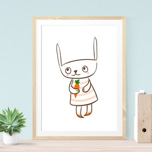 Little Bunny, Nursery Print, Illustration Print, Kids Room Decor, Bunny Print, Rabbit print, Baby Shower Gift, Gift for Baby, Baby Girl Gift image 3