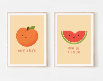 Watermelon Peach Nursery Prints, Newborn Baby Gift, Baby Shower Gift, Girl Nursery Wall Art, Girl Nursery Decor, Nursery Room Inspiration