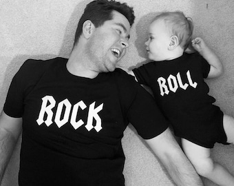 Rock and Roll Father and Son Matching Shirts, Daddy and Daughter Tees,  Dad and Baby Shirts, New Dad Gift, Father's Day Gift, Dad and Son