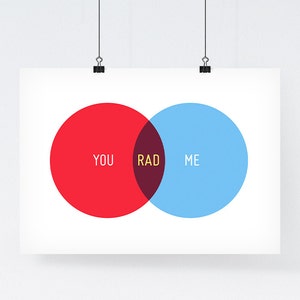 You Me Rad, Venn Diagram Print, Valentine's Day Gift, Anniversary Gift, Girlfriend Gift, Boyfriend Gift, Wife Gift, Husband GIft image 2