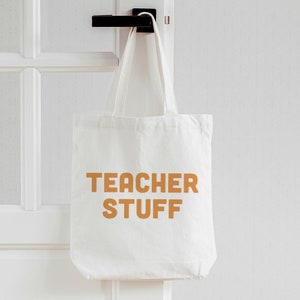Teacher Stuff Tote Bag, End of Year Gift for Teacher, Funny Teacher Tote Bag Funny Teacher Christmas Gift Functional Gift for Teacher image 2