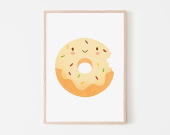 Donut Art, Kitchen Wall Art, Kitchen Art, Foodie Gift, Donut Print, Donuts Illustration, Kitchen Print, Gift for Foodie, Bestfriends Gift