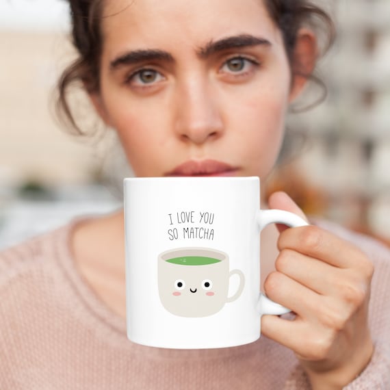 Cute Matcha Mug, Matcha Lover Gift, Green Tea Mug, Green Tea Lover Gift,  Cute Coffee Mug, Funny Foodie Gift, Matcha Latte 