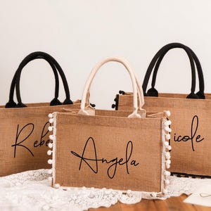 Bridesmaid Tote Gift Bag,Bridesmaid gift Burlap Bag,Beach Tote Bag,Bridesmaid Proposal Gift,Jute Bag,Wedding gift bag,Thank you bag,