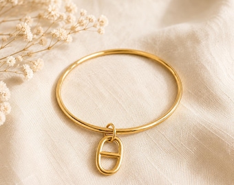 Bracelet jonc maille marine en acier inoxydable doré