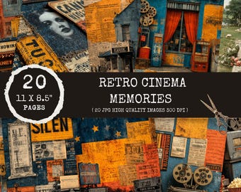 Retro Cinema Ephemera Set: Vintage Movie Scrapbook Kit (Digital Download)