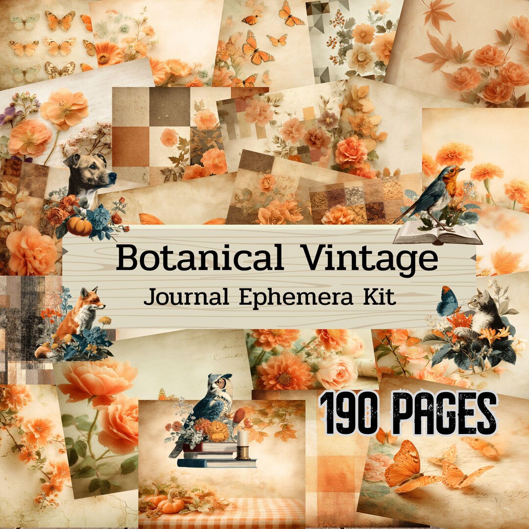 Botanical Ephemera Kit: Vintage Floral Junk Journal (190 Printable ...