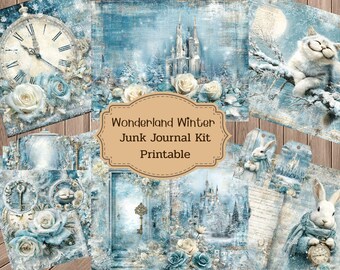 Winter Wonderland Junk Journal Kit: Vintage Printable Ephemera (Digital Download)