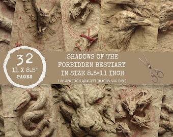 Fantasy Bestiary Junk Journal Pages: Mythical Creatures Printable (Digital Download)