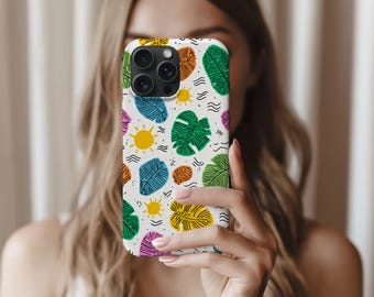 Tropical Leaves Phone Case Design: Colorful Monstera (Digital Download)