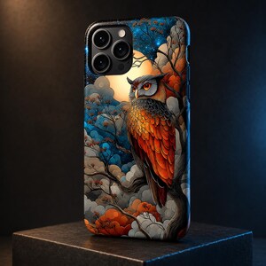 Mystical Owl Full Moon Phone Case Design, Celestial Owl Sublimation JPG, Fantasy Stained Glass Digital Download
