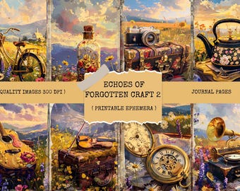 Wildflower Field Printable Art: Vintage Object Ephemera Pages (Digital Download 8.5x11in