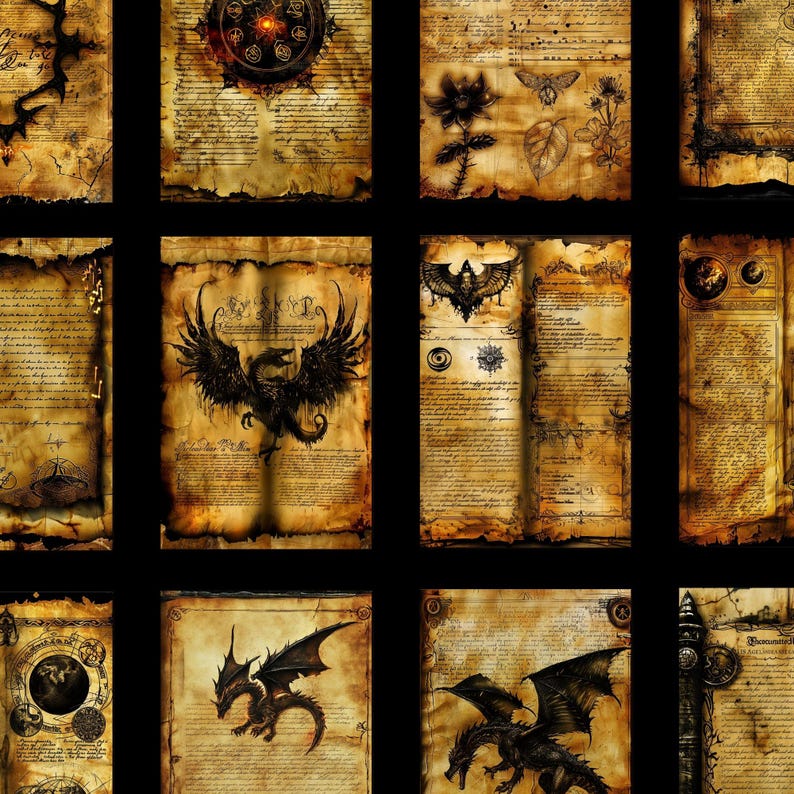 Printable Fantasy Junk Journal Kit: Dragon Tomes & Magic Spells ...