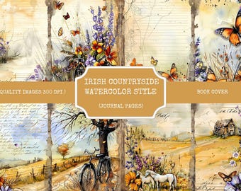 3D Irish Cottage Journal Page: Vintage Meadow Girl Writing Paper (Digital Download, 8.5x11in, 12-Pack)