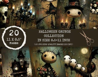 Halloween Junk Journal Pages – Gothic Creepy Ephemera (Digital Download