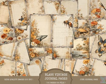 Vintage Journal Pages: Lined Beige Paper for Scrapbooking (Digital Download)