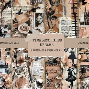 Sogni di carta senza tempo – Effimere collage gotiche stampabili (17 x 22 pollici), stampabile junk journal, effimere vintage, pagina di collage journal