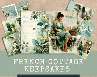 French Cottage Ephemera Set: Vintage Floral Journal Pages (Digital Download)