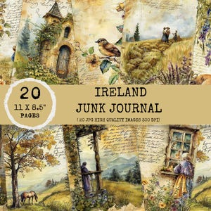 Vintage irländsk landsbygdstryck: Höstnatur skräpjournalkit (digital nedladdning)