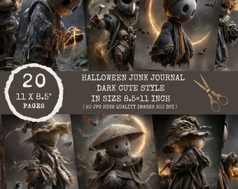 Dark Gothic Chibi Halloween Junk Journal Pages (Digital Download)