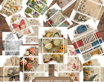 Vintage Floral Envelope Templates – Printable Ephemera Paper (Digital Download)