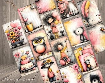 Pastel Journal Pages: Watercolor Girl Ephemera Kit (Printable Download)