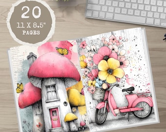 Watercolor Animal Journal Pages: Pastel Whimsy Art (Digital Download, 17x22 inches)
