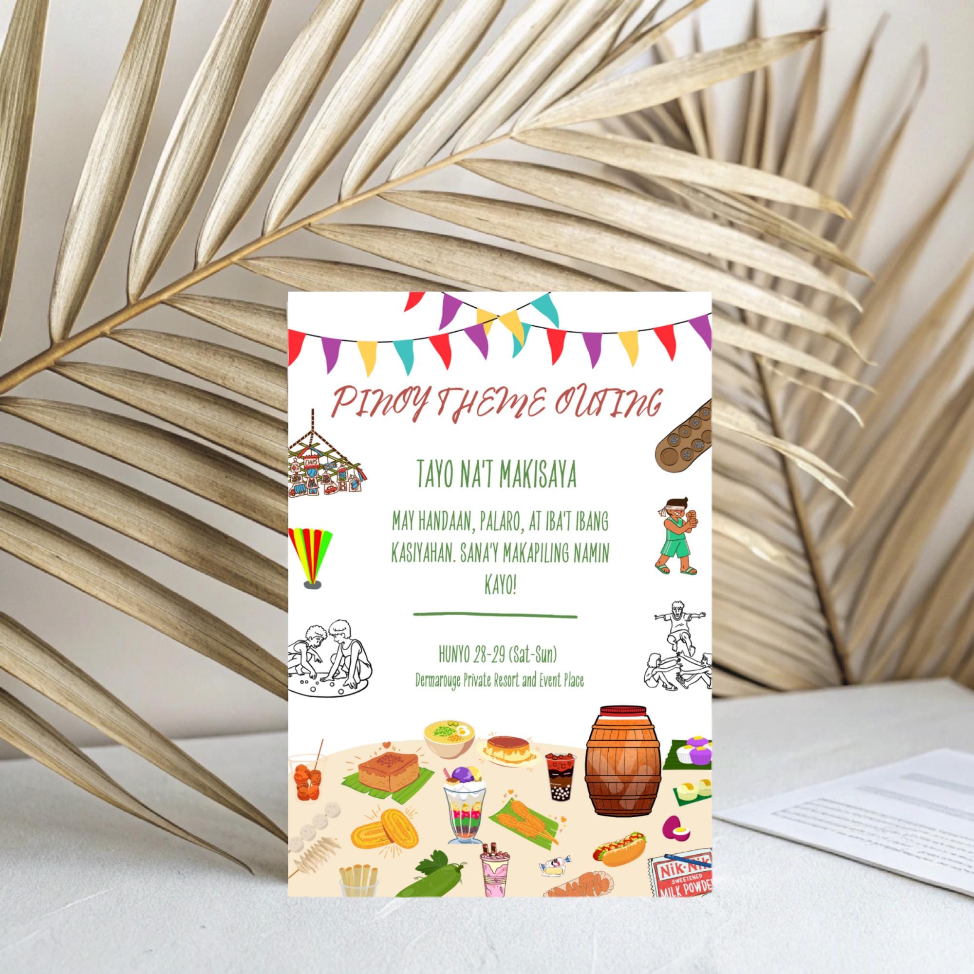 Pinoy Invitation Editable Pinoy Theme Party Invitation | Filipino Summer Outing Template ...