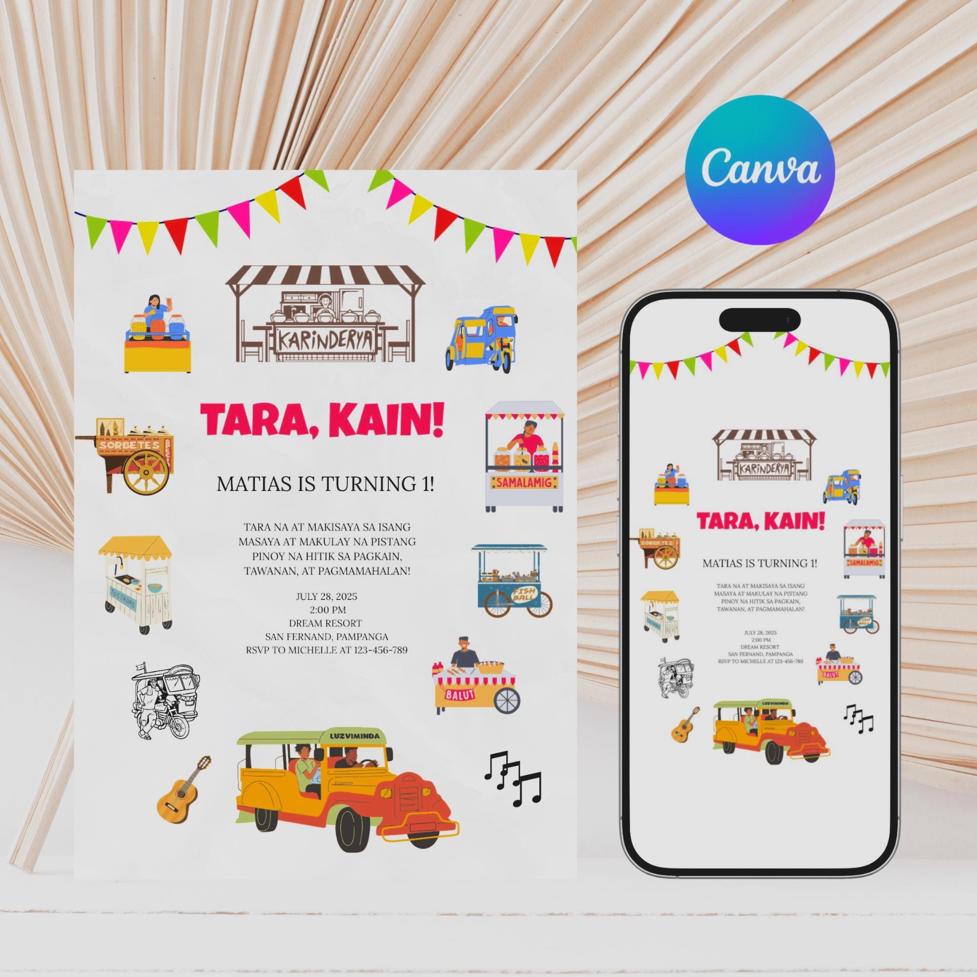 Filipino Street Food Party Invitation | Editable Canva Template | Pinoy ...