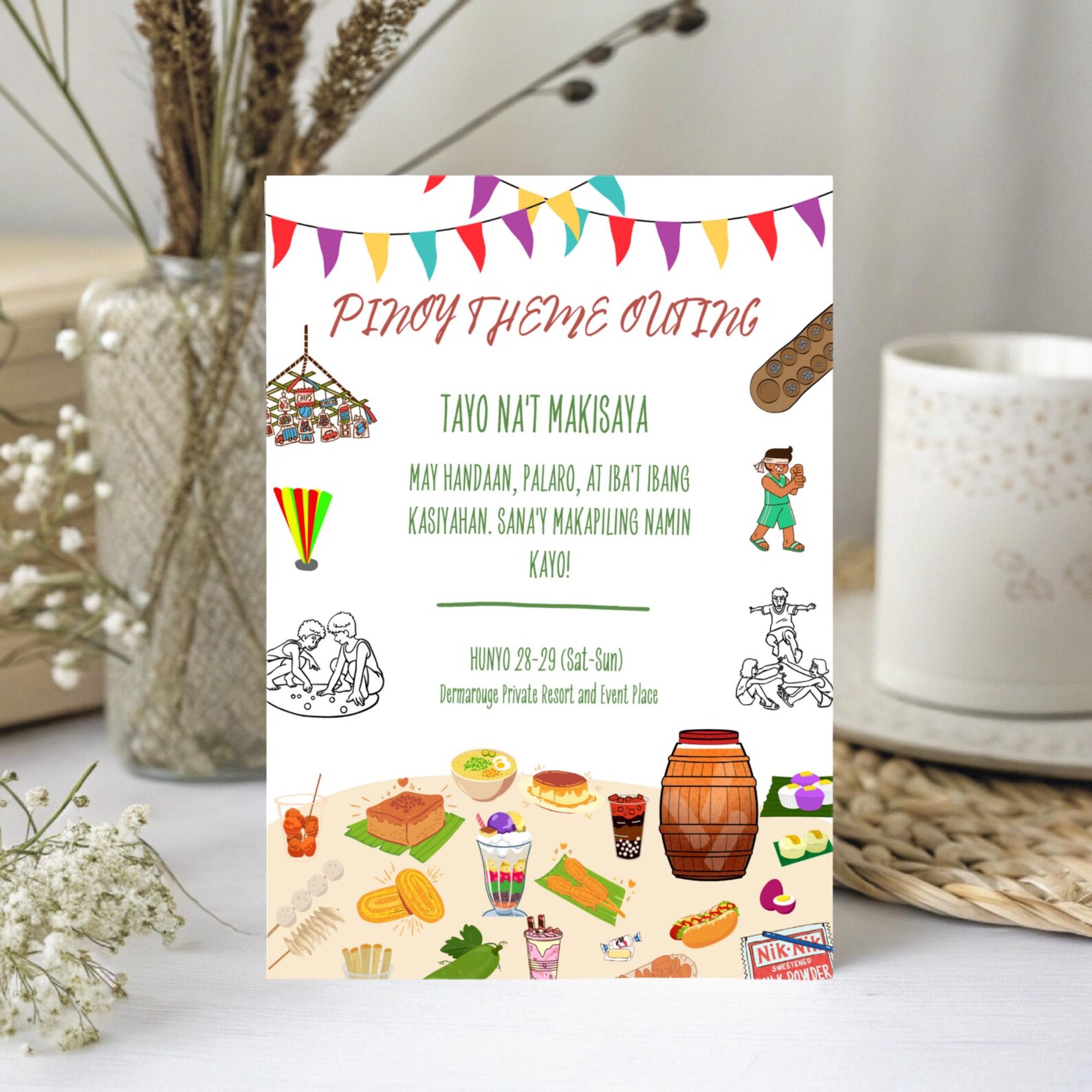 Pinoy Invitation Editable Pinoy Theme Party Invitation | Filipino Summer Outing Template ...